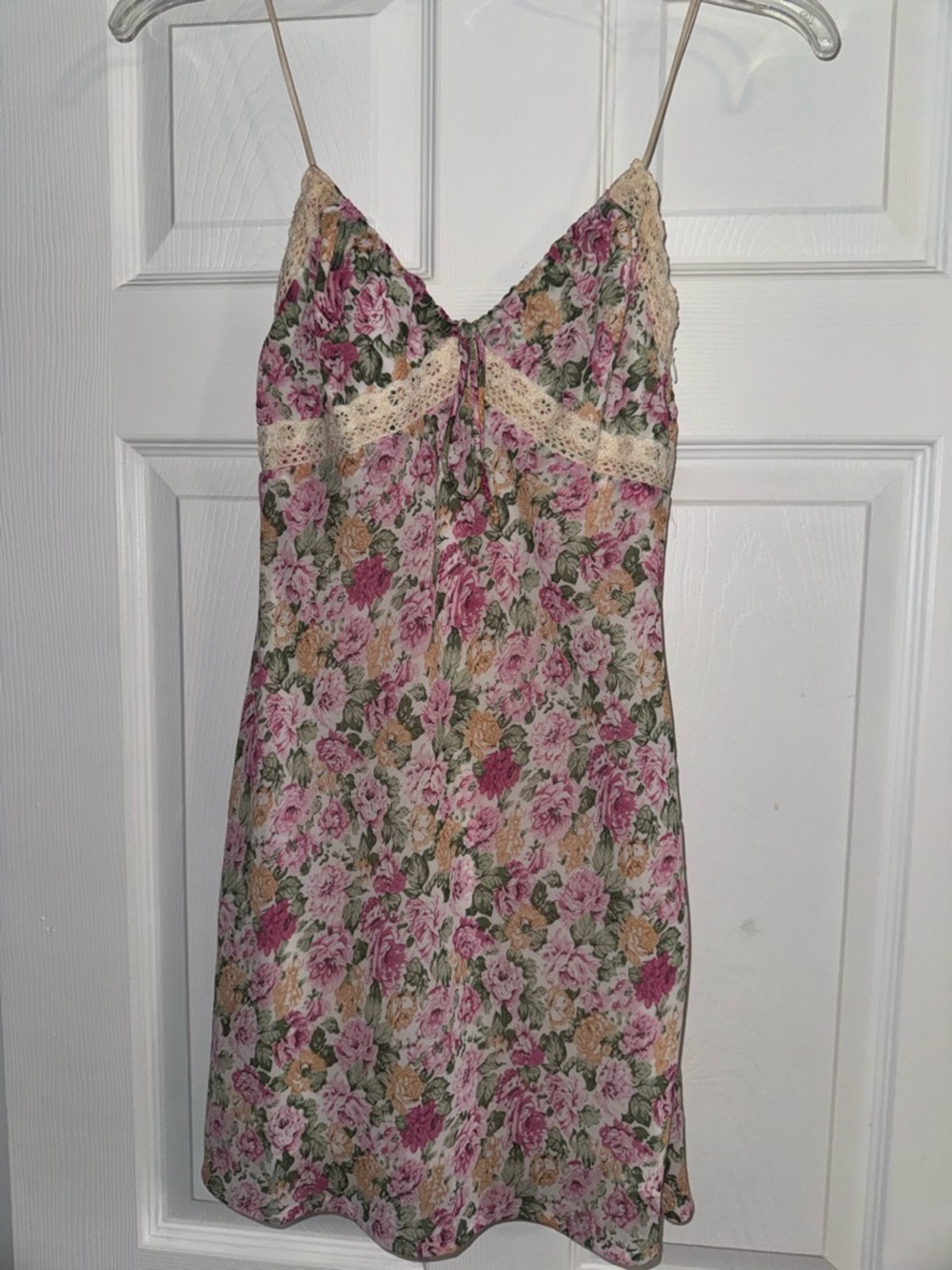 Princess Polly Pink Floral Lace-Trim Slip Dress